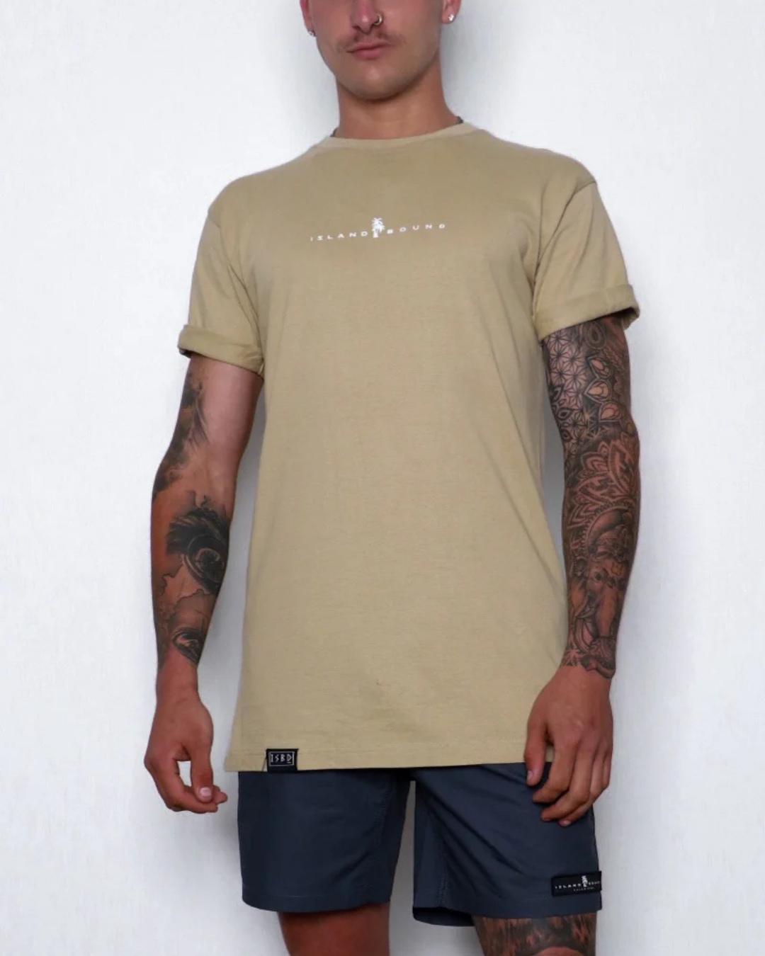 ISLANDBOUND TAN PRE-PINNED CUFF T-SHIRT